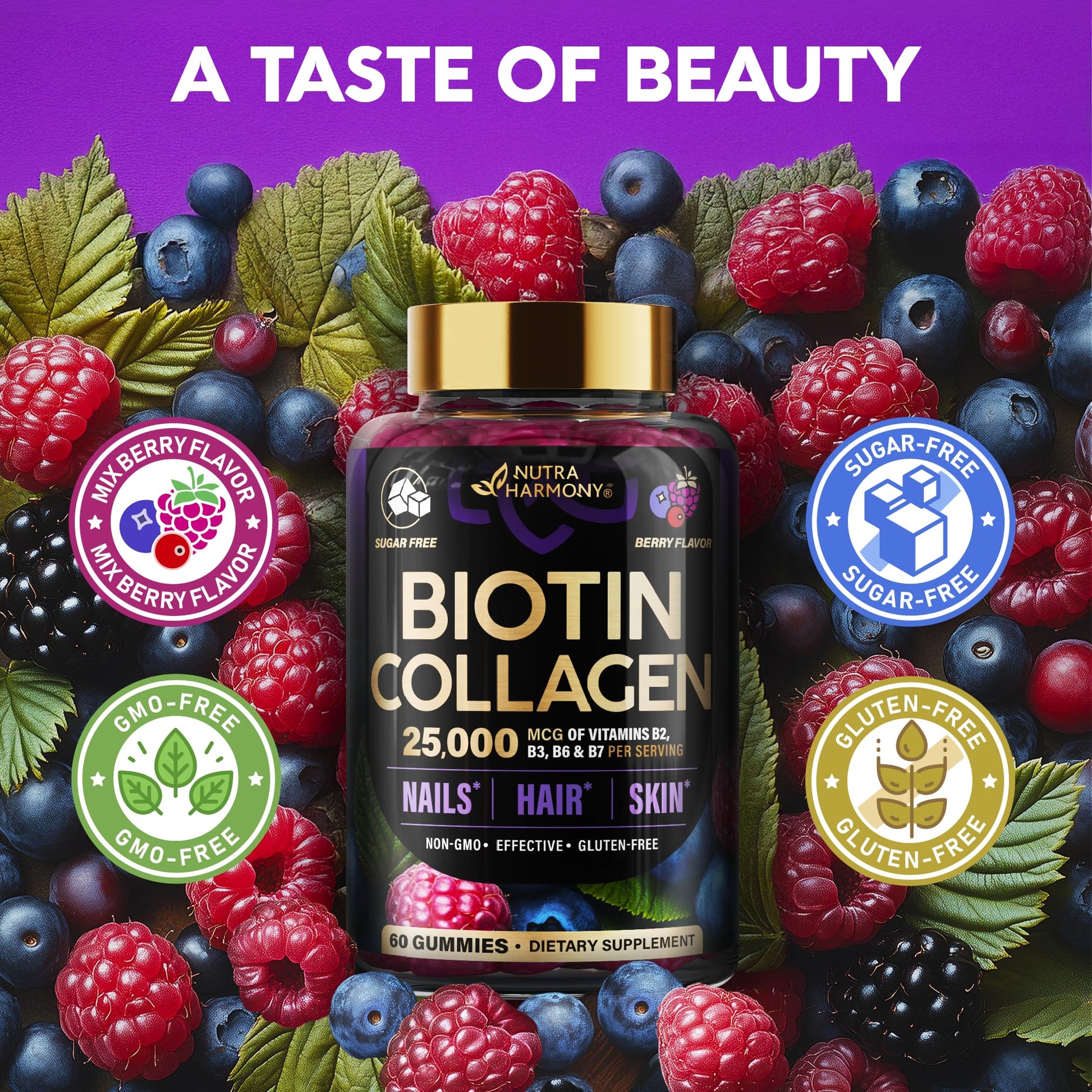Biotin Gummies with Collagen - Hair Growth Support Skin, & Nail Strength - for Women & Men - Biotin 10000mcg | Keratin | Hyaluronic Acid | B-Complex | Saw Palmetto - PrimeBioHealth - canada supplements
