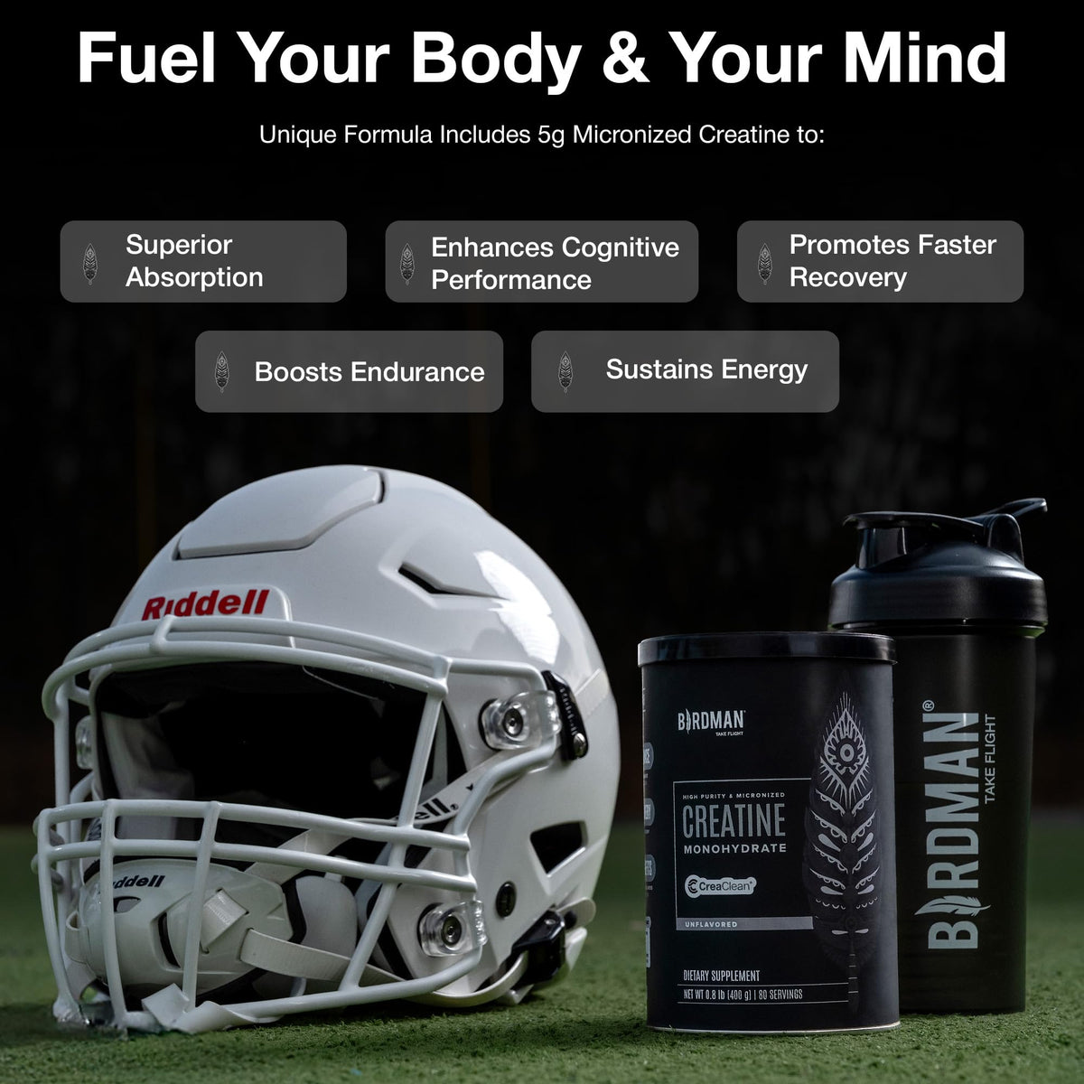 BIRDMAN Micronized Creatine Monohydrate Powder, Muscle Recovery, Caffeine Free, Creatine Pre Workout, Vegan, Post Workout, Gluten Free, Sugar Free - PrimeBioHealth - canada supplements