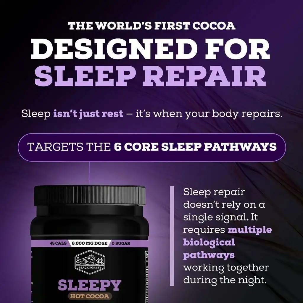Black Forest Sleepy Hot Cocoa - Magnesium Hot Chocolate Sleepy Cocoa Sleep Powder for Adults with Melatonin & L-Theanine - Natural Sleep Drink Mix for Deep Sleep & Relaxation, - PrimeBioHealth - canada supplements