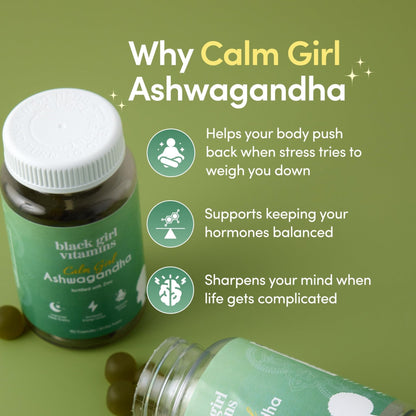 Black Girl Vitamins Calm Girl Ashwagandha + Zinc Gummies Stress Support, Promotes Relaxation & Mental Clarity, Supports Sleep & Immune Health - PrimeBioHealth - canada supplements