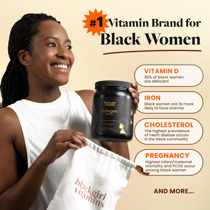 Black Girl Vitamins | Collagen Peptides Powder - Collagen for Skin, Hair & Nails - Unflavored Hydrolyzed Collagen Powder, Dairy-Free - PrimeBioHealth - canada supplements