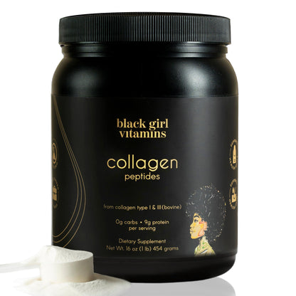 Black Girl Vitamins | Collagen Peptides Powder - Collagen for Skin, Hair & Nails - Unflavored Hydrolyzed Collagen Powder, Dairy-Free - PrimeBioHealth - canada supplements