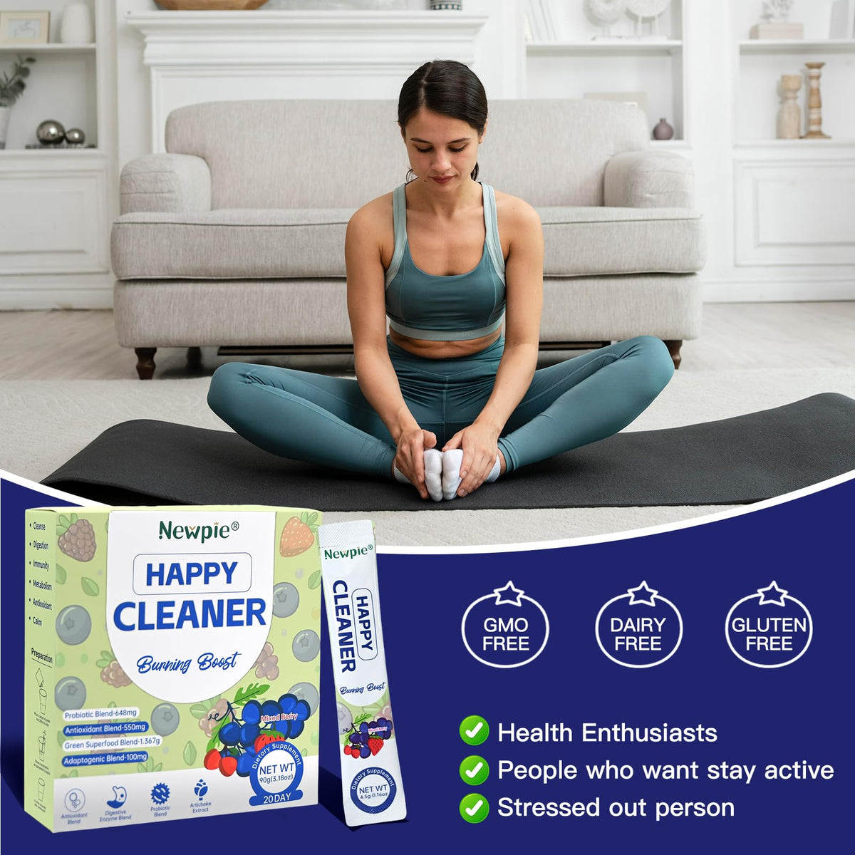 Blltzzz Newpie Superfoods Happy Cleaner Probiotic Powder,Watermelon Flavor Prebiotic & Probiotic Powder,Organic Fiber,Sugar Free,Gut Health,Natural Antioxidant - PrimeBioHealth - canada supplements