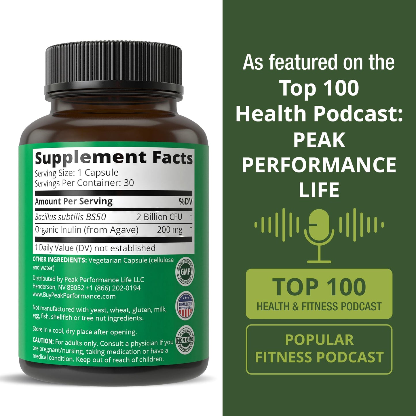 Bloat and Gas Probiotic - Proven Relief with Clinically Studied Bacillus Subtilis BS50 + Prebiotic Fiber - Fast Acting Anti Bloating Pills Supplement - PrimeBioHealth - canada supplements