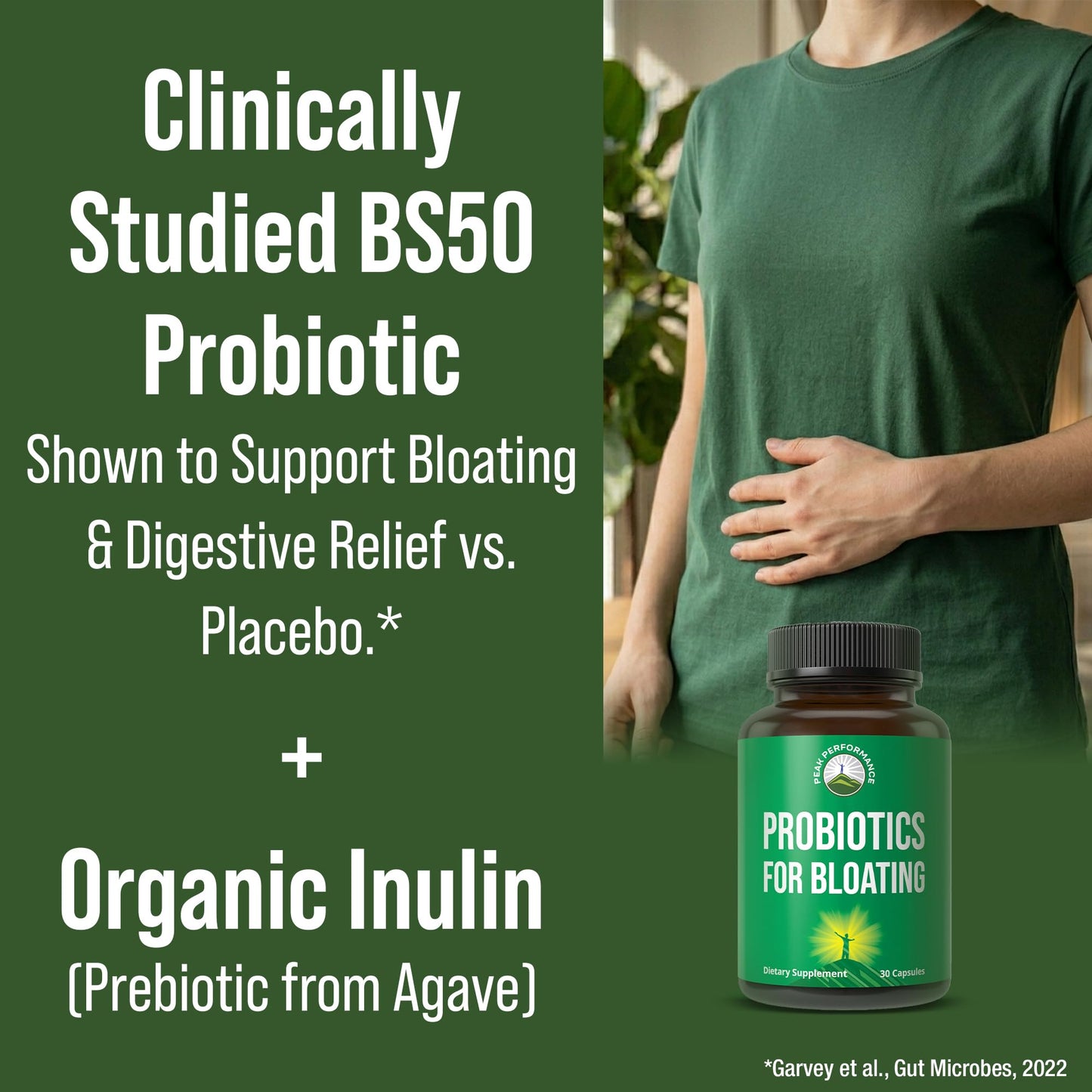 Bloat and Gas Probiotic - Proven Relief with Clinically Studied Bacillus Subtilis BS50 + Prebiotic Fiber - Fast Acting Anti Bloating Pills Supplement - PrimeBioHealth - canada supplements