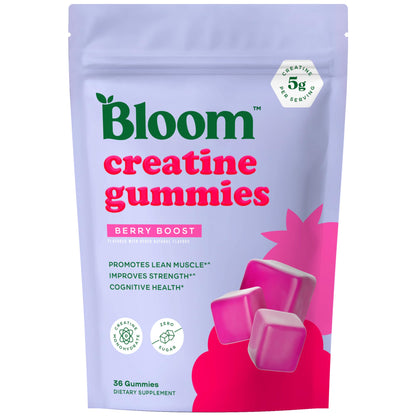 Bloom Creatine Monohydrate Gummies, 5g Per Serving, Sugar Free Creatine Gummy for Workout, Strength, Cognitive Health & Lean Muscle Support - PrimeBioHealth - canada supplements