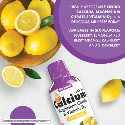 Bluebonnet Nutrition Liquid Calcium Citrate, Magnesium, Vitamin D3, Bone Health, Gluten Free, Soy Free, Milk Free, Kosher, 16 fl oz, 32 Servings, Mixed Berry Flavor - PrimeBioHealth - canada supplements