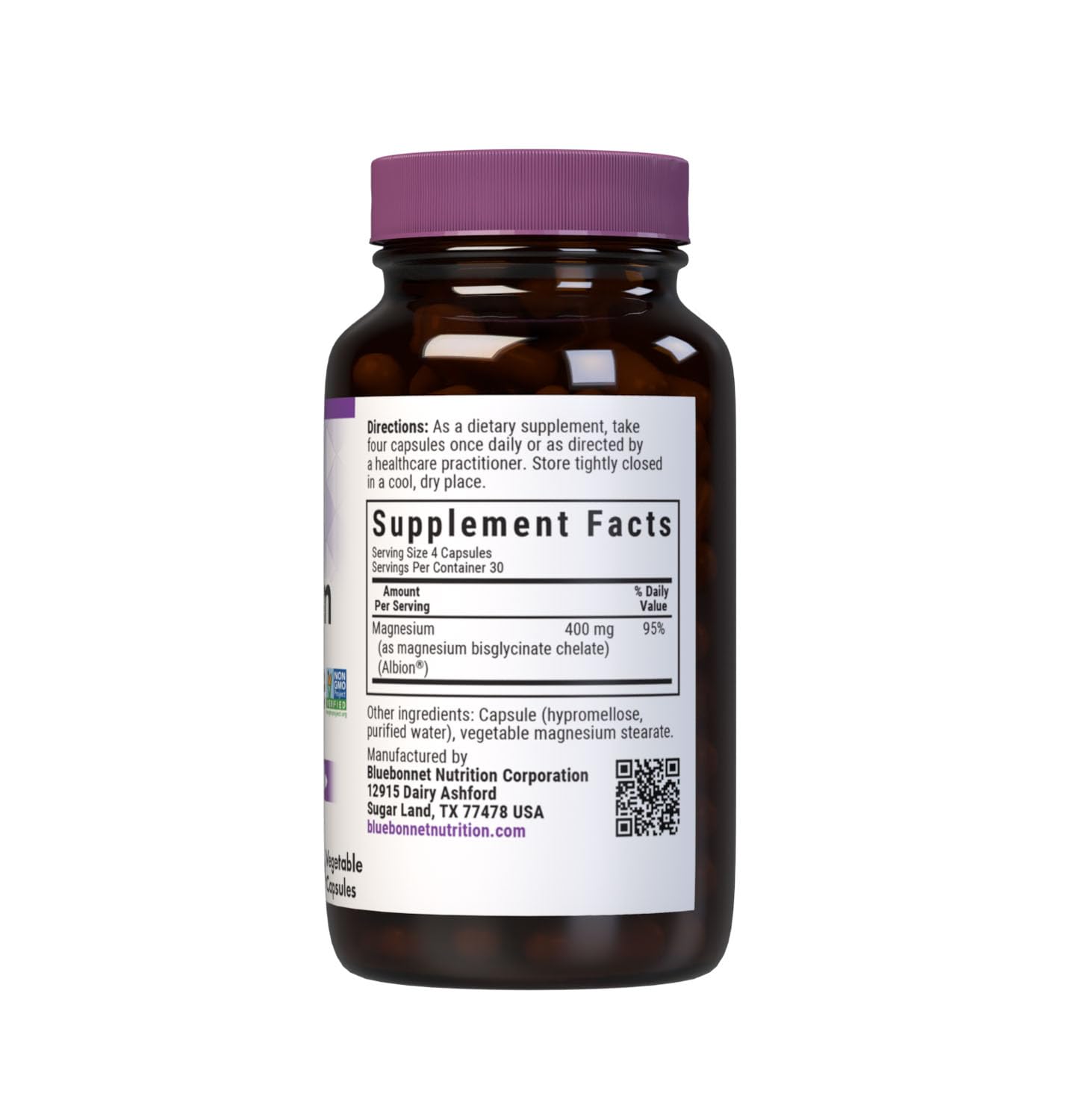 Bluebonnet Nutrition Magnesium Glycinate 400mg Maximum Absorption Mineral Complex Supports Energy Production & Enzyme Function - Non-GMO, Soy-Free, Gluten-Free - 120 Veggie Capsules - PrimeBioHealth - canada supplements