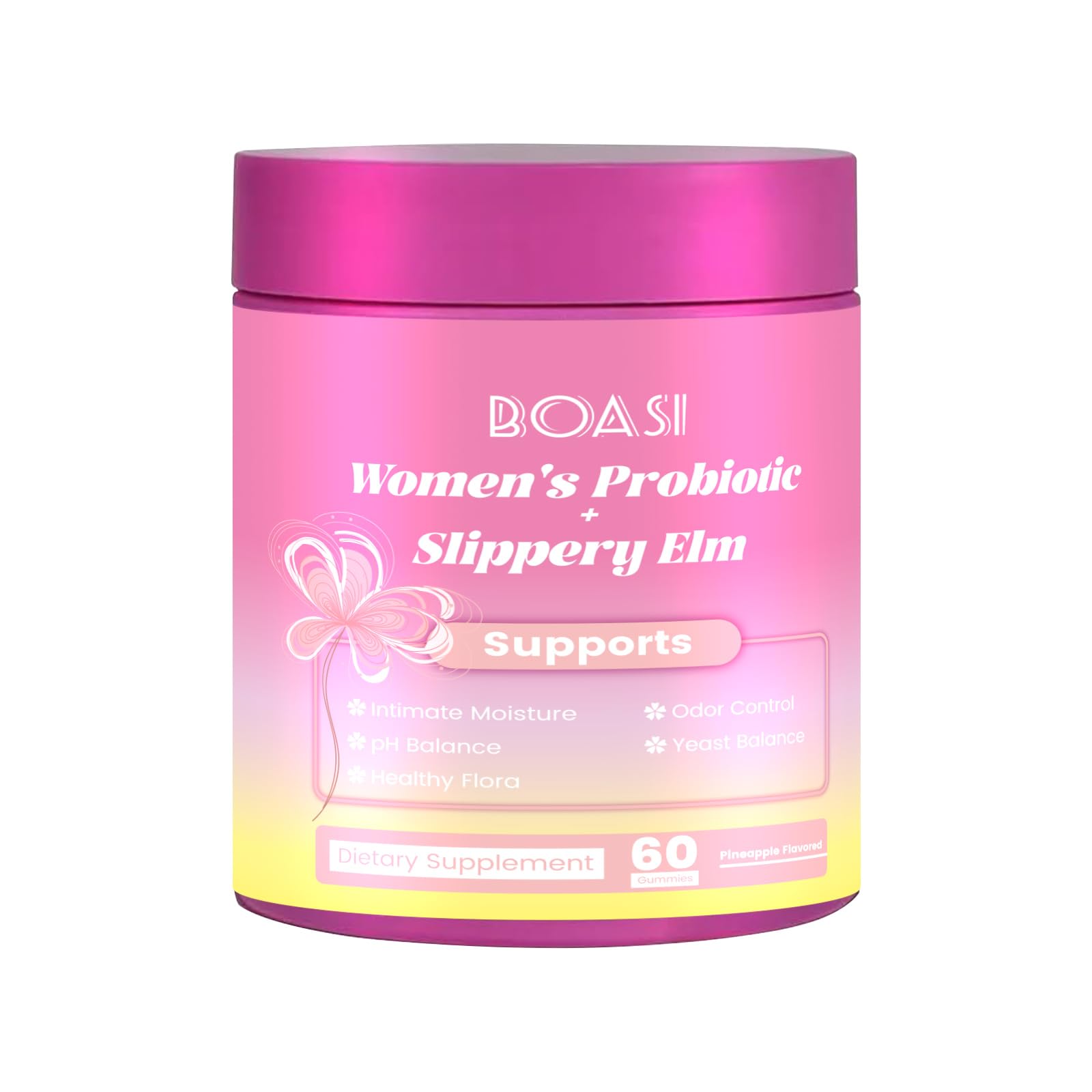 Boasi Women's Probiotics Slippery Elm Gummies,Her Juicy PH Balance,Vaginal Feminine Probiotics Pineapple Gummies,Digestive,Immune Health - PrimeBioHealth - canada supplements