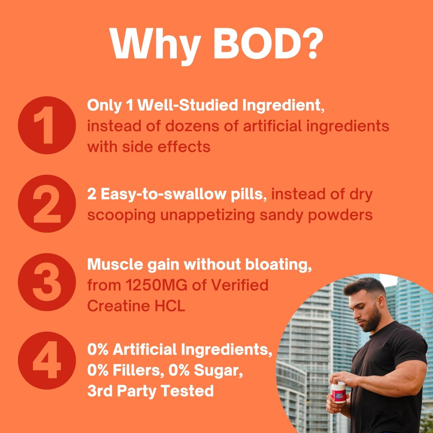 Bod Creatine HCL Capsules – 150 Pills | Creatine Hydrochloride Supplement for Men & Women | Easy-to-Swallow Alternative to Monohydrate Powder, Unflavored & Keto-Friendly - PrimeBioHealth - canada supplements