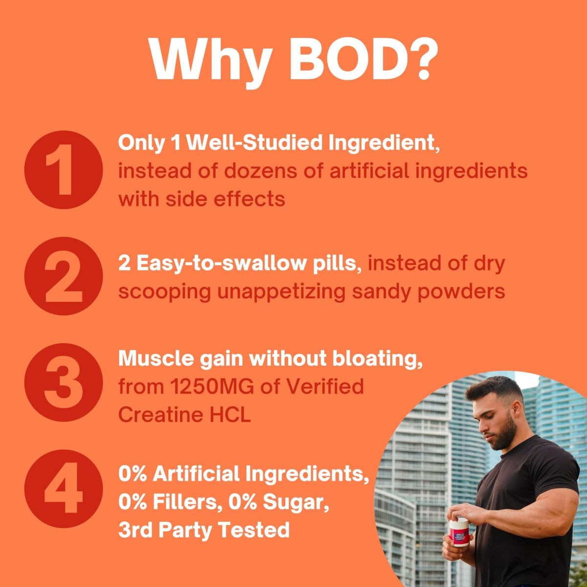 Bod Creatine HCL Capsules – 150 Pills | Creatine Hydrochloride Supplement for Men & Women | Easy-to-Swallow Alternative to Monohydrate Powder, Unflavored & Keto-Friendly - PrimeBioHealth - canada supplements