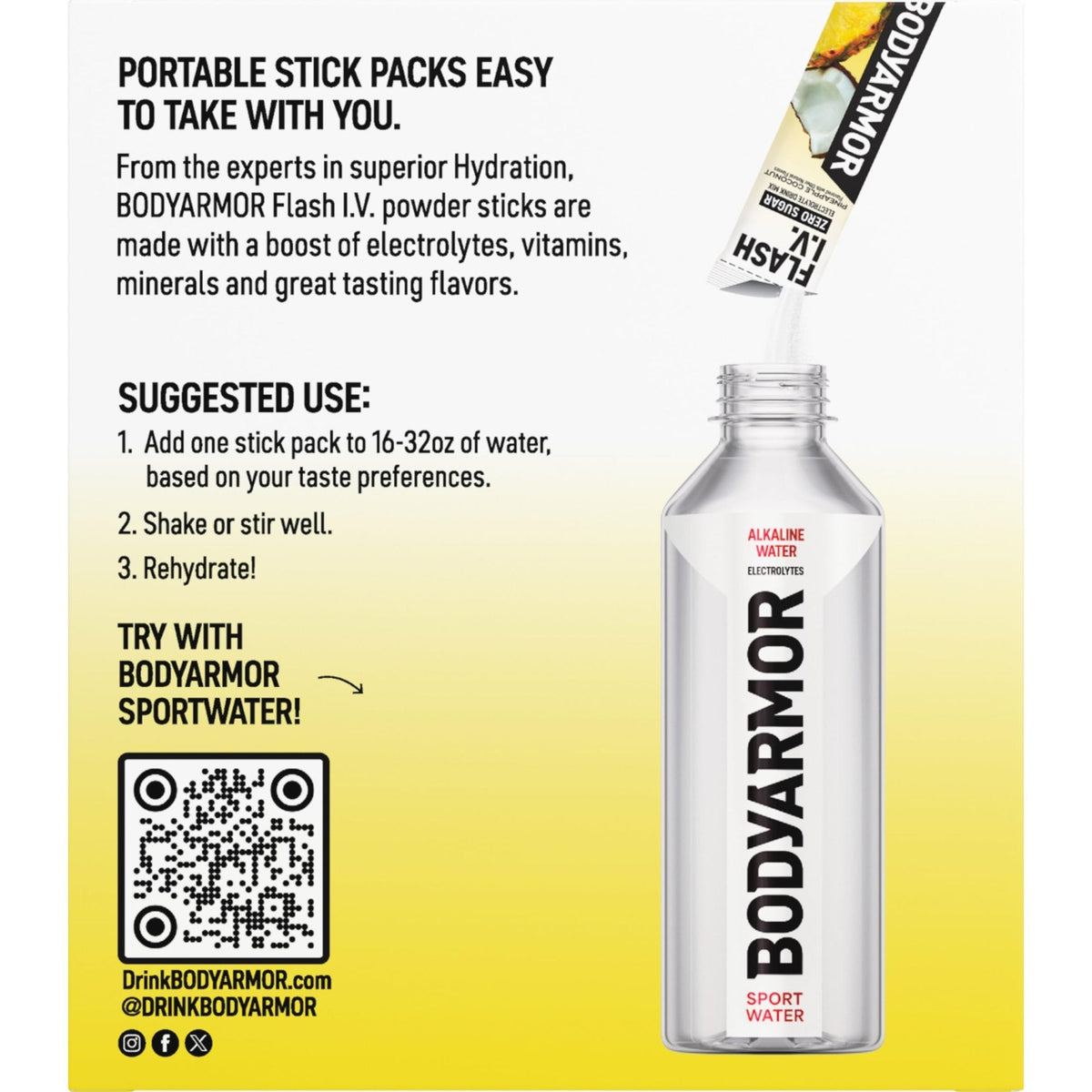 BODYARMOR Flash IV Electrolyte Packets, Strawberry Kiwi - Zero Sugar Drink Mix, Single Serve Packs, Coconut Water Powder (6 Count) - PrimeBioHealth - canada supplements