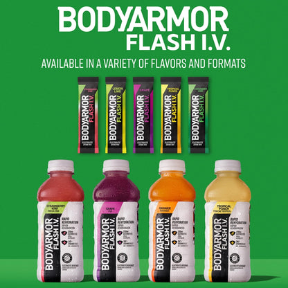 BODYARMOR Flash IV Electrolyte Packets, Strawberry Kiwi - Zero Sugar Drink Mix, Single Serve Packs, Coconut Water Powder (6 Count) - PrimeBioHealth - canada supplements