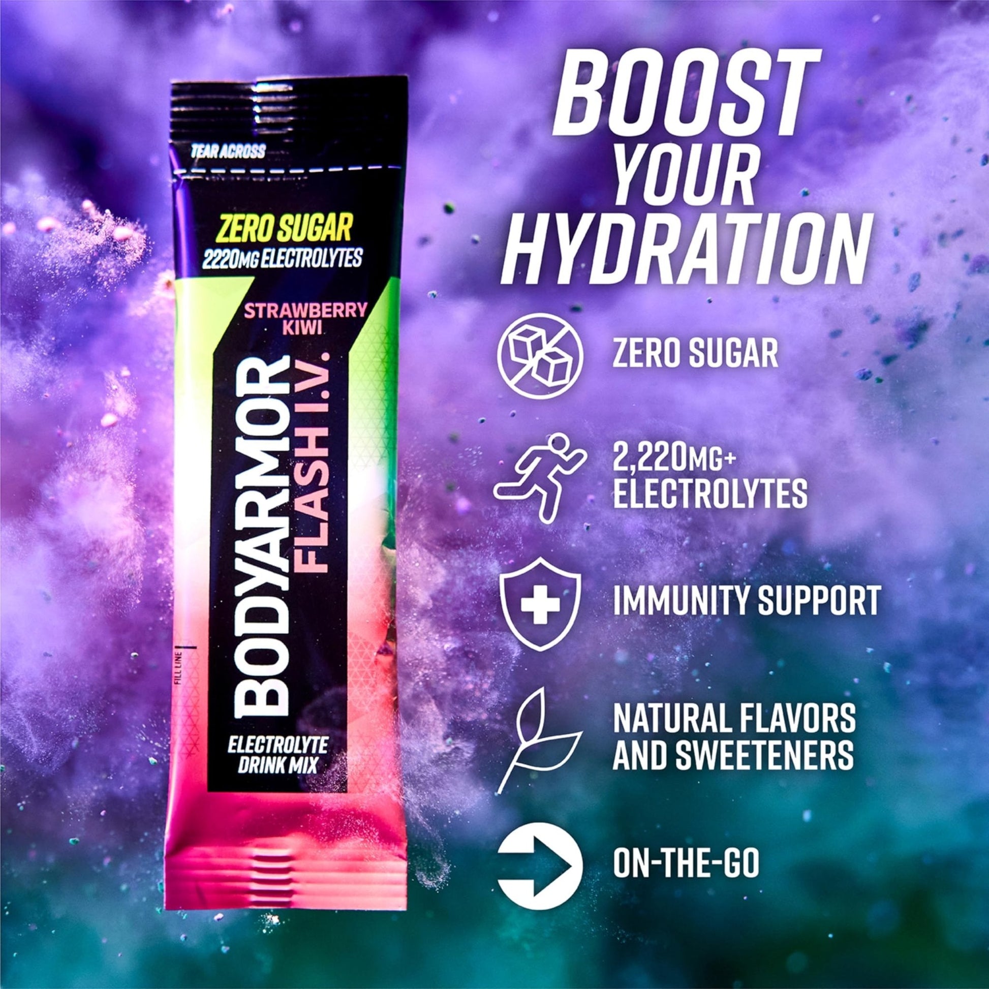 BODYARMOR Flash IV Electrolyte Packets, Strawberry Kiwi - Zero Sugar Drink Mix, Single Serve Packs, Coconut Water Powder (6 Count) - PrimeBioHealth - canada supplements