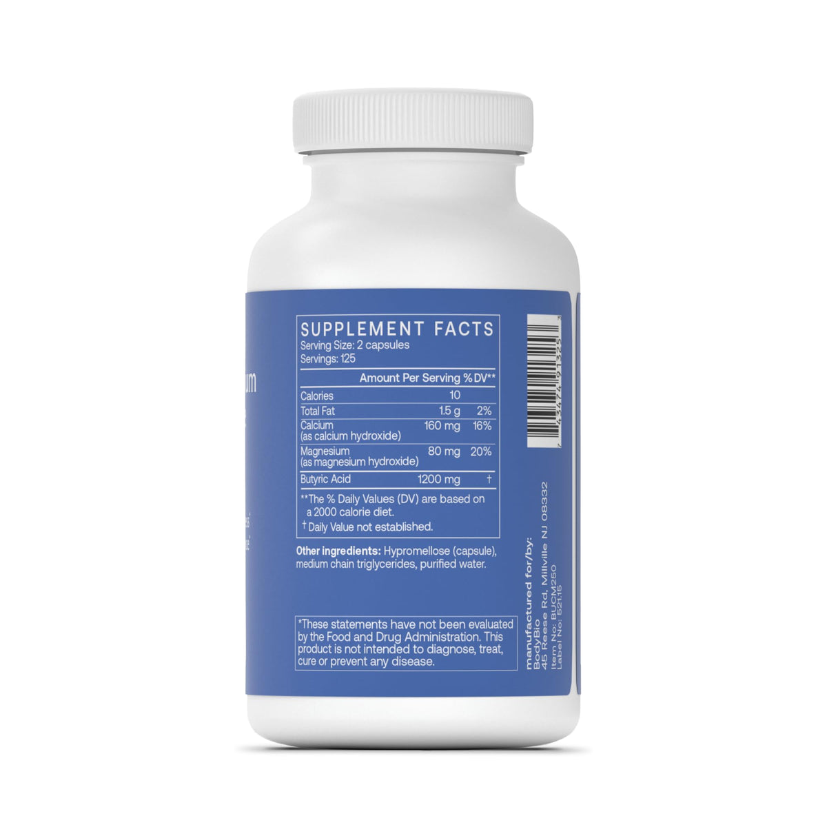 BodyBio Butyrate - Postbiotic for Gut Health, Digestive Support, Bloat, Gas & Constipation Relief, Leaky Gut Repair - Calcium, Magnesium - PrimeBioHealth - canada supplements