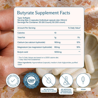 BodyBio Butyrate - Postbiotic for Gut Health, Digestive Support, Bloat, Gas & Constipation Relief, Leaky Gut Repair - Calcium, Magnesium - PrimeBioHealth - canada supplements