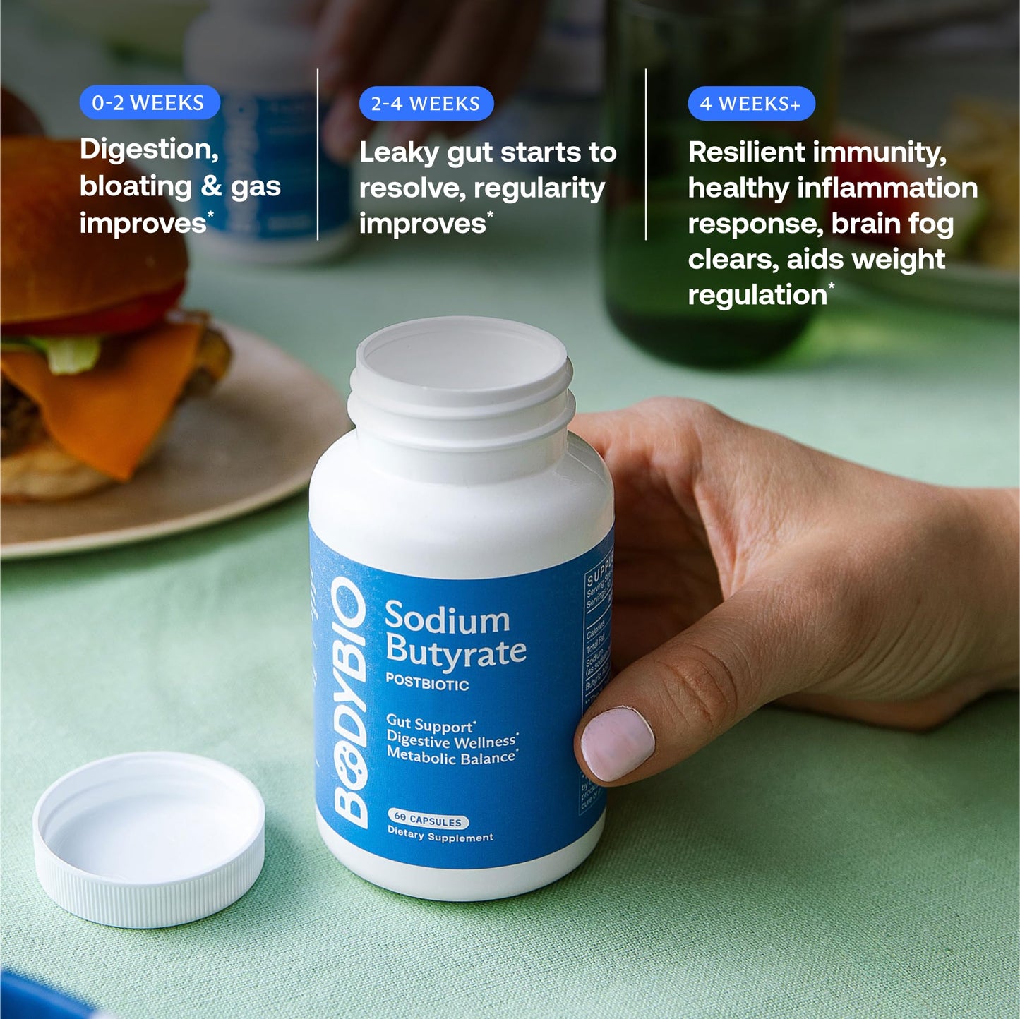 BodyBio Butyrate - Postbiotic for Gut Health, Digestive Support, Bloat, Gas & Constipation Relief, Leaky Gut Repair - Sodium - PrimeBioHealth - canada supplements