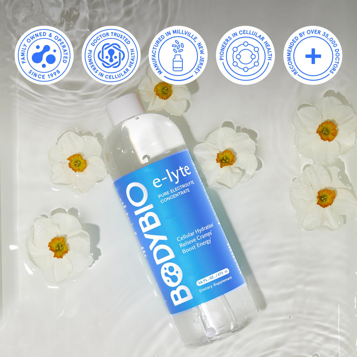 BodyBio e-lyte - Liquid Electrolyte Concentrate for Clean Hydration, Energy & Cramp Relief - No Sugar, No Artificial Flavors, No Fillers, Keto Friendly - PrimeBioHealth - canada supplements