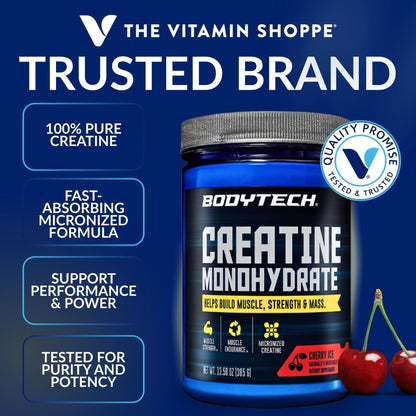 BodyTech 100% Pure Creatine Monohydrate Powder - Micronized for Maximum Absorption - Supports Muscle Strength & Power Output - PrimeBioHealth - canada supplements