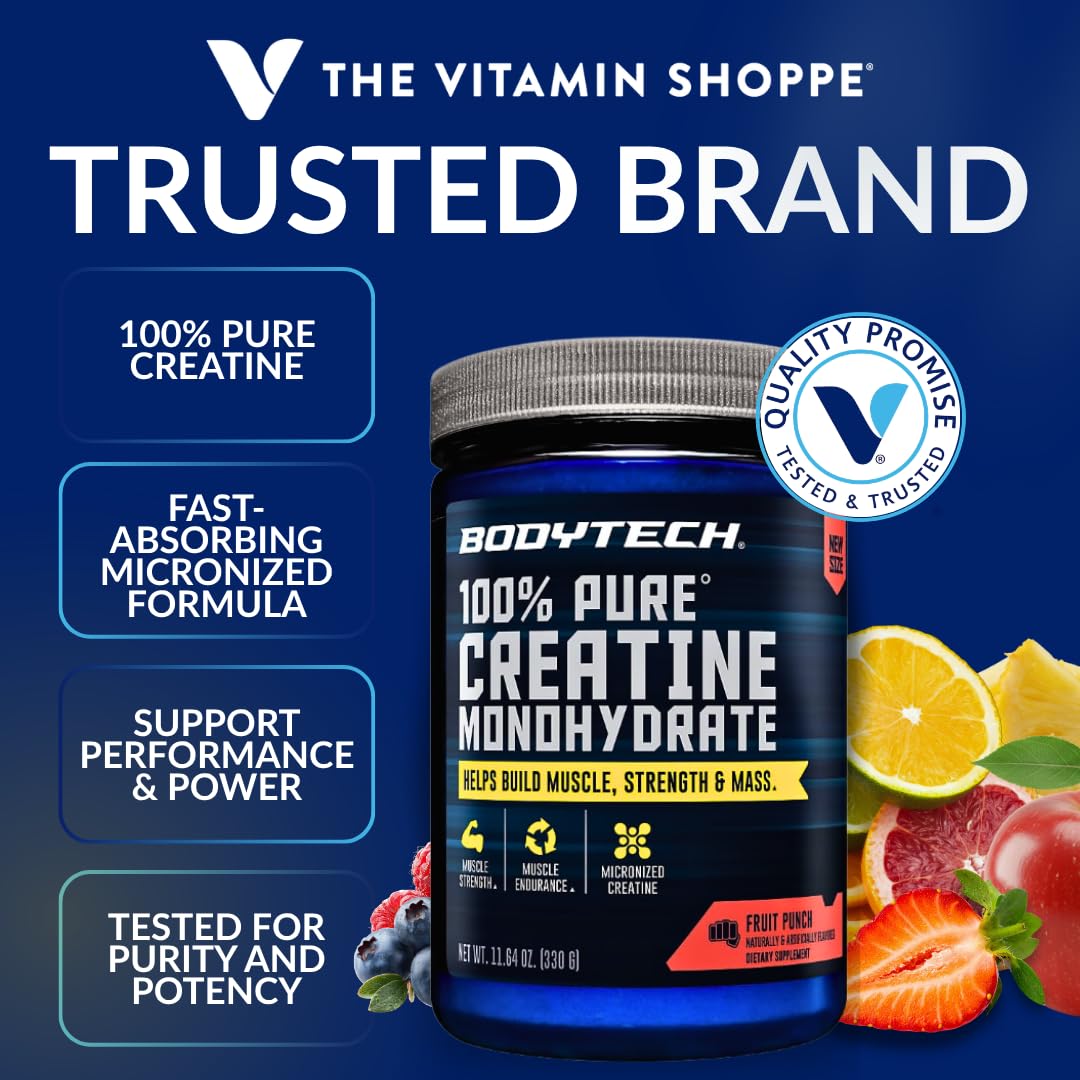 BodyTech Creatine Monohydrate Powder a Micronized a Fruit Punch (11.64 Oz./55 Servings) - PrimeBioHealth - canada supplements