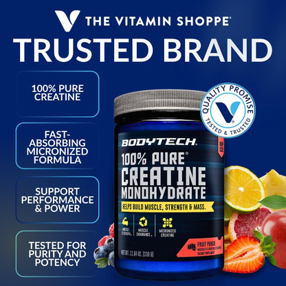 BodyTech Creatine Monohydrate Powder a Micronized a Fruit Punch (11.64 Oz./55 Servings) - PrimeBioHealth - canada supplements