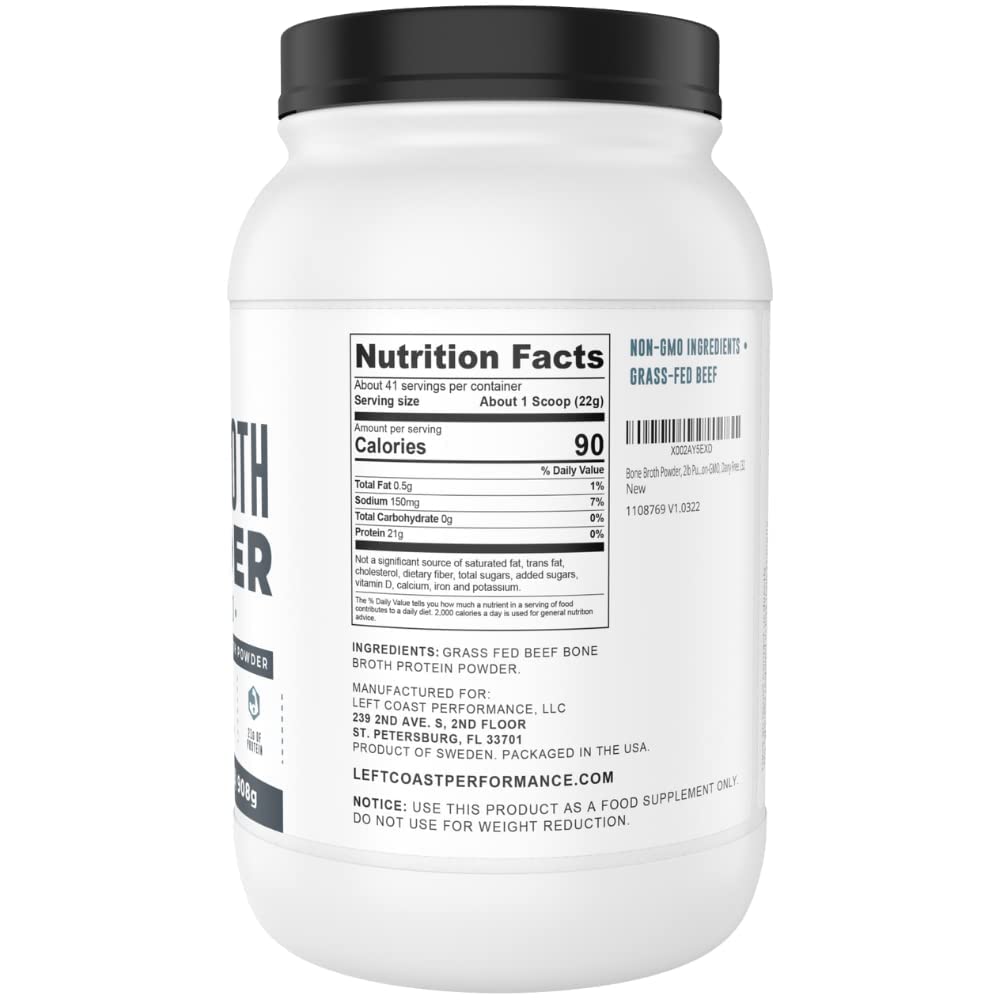 Bone Broth Protein Powder – Pure Grass-Fed Beef Bone Broth, Unflavored with Natural Collagen, Glucosamine & Gelatin – Paleo & Keto-Friendly, Non-GMO, Dairy-Free for Gut Health & Joint Support 32oz - PrimeBioHealth - canada supplements