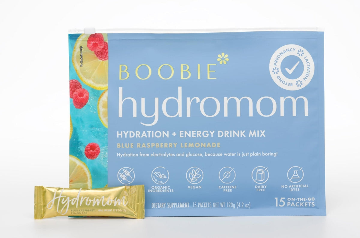 Boobie Hydromom Superfood Electrolyte Drink Mix, Blue Raspberry Lemonade | Refreshing Energy & Hydration Boost for Mamas | On-The-Go & Travel Essentials for Pregnancy, - PrimeBioHealth - canada supplements