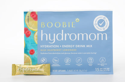 Boobie Hydromom Superfood Electrolyte Drink Mix, Blue Raspberry Lemonade | Refreshing Energy & Hydration Boost for Mamas | On-The-Go & Travel Essentials for Pregnancy, - PrimeBioHealth - canada supplements