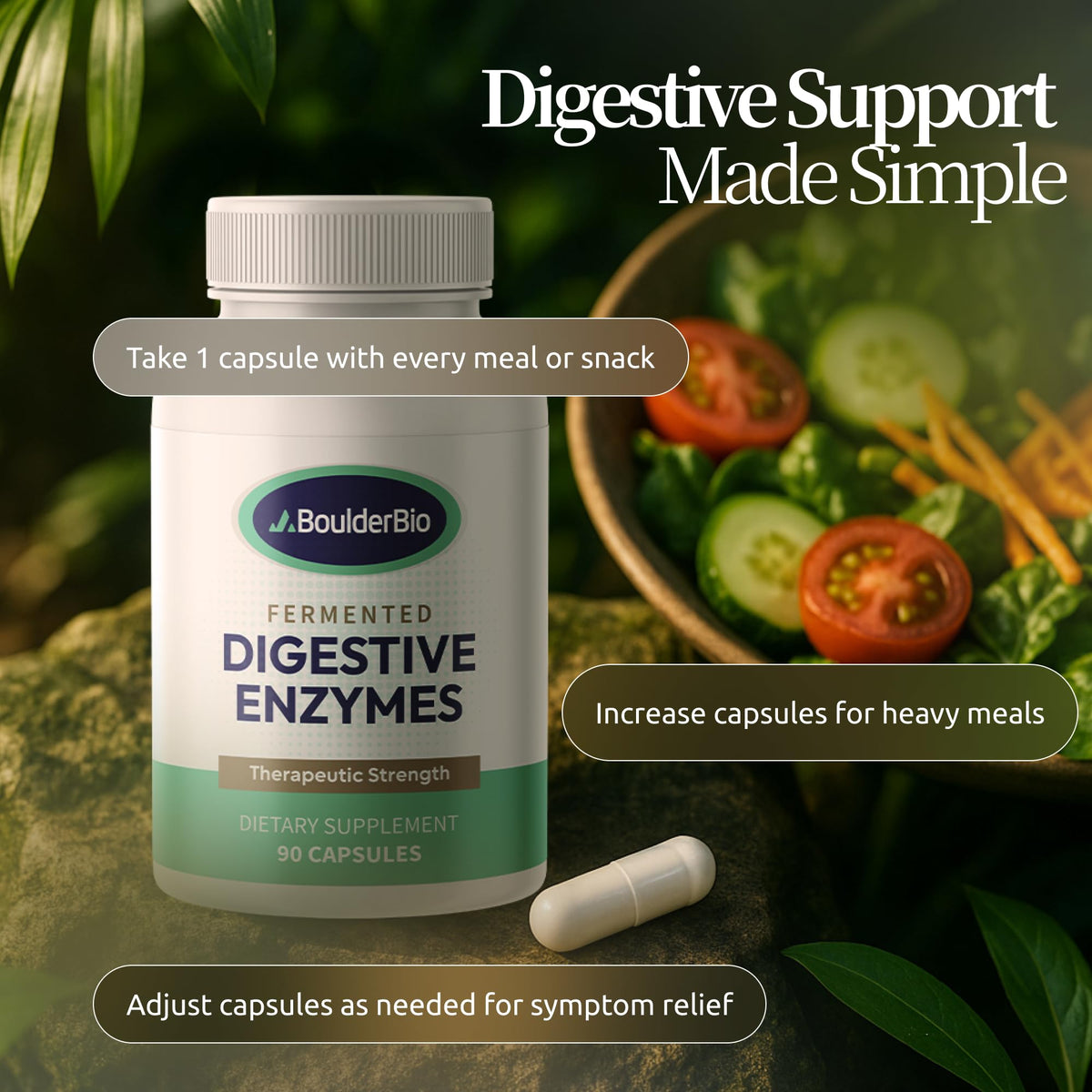 Boulder Bio Digestive Enzymes | 40,000 USP Lipase - Prescription Strength Pancreatic Enzyme Replacement Formula for Fat Digestion, Gut Health & Nutrient Absorption - PrimeBioHealth - canada supplements