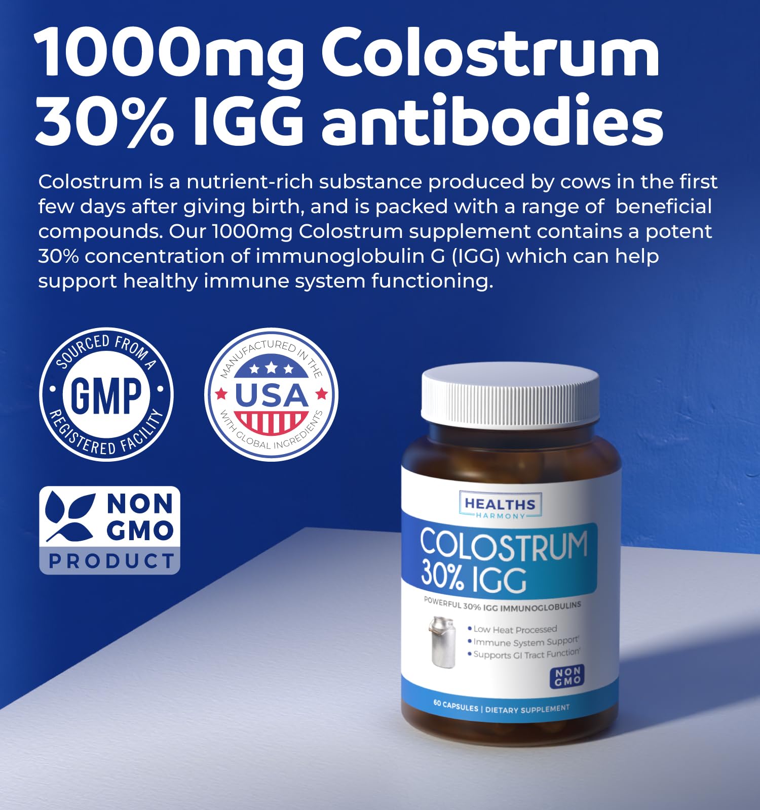 Bovine Colostrum for Women - Colostrum Supplement with 1,000mg per Serving and 30% IgG Immunoglobulins from First Milking - Low Heat Processed for Maximum Potency Non-GMO & Made in the US (2 Month) - PrimeBioHealth - canada supplements