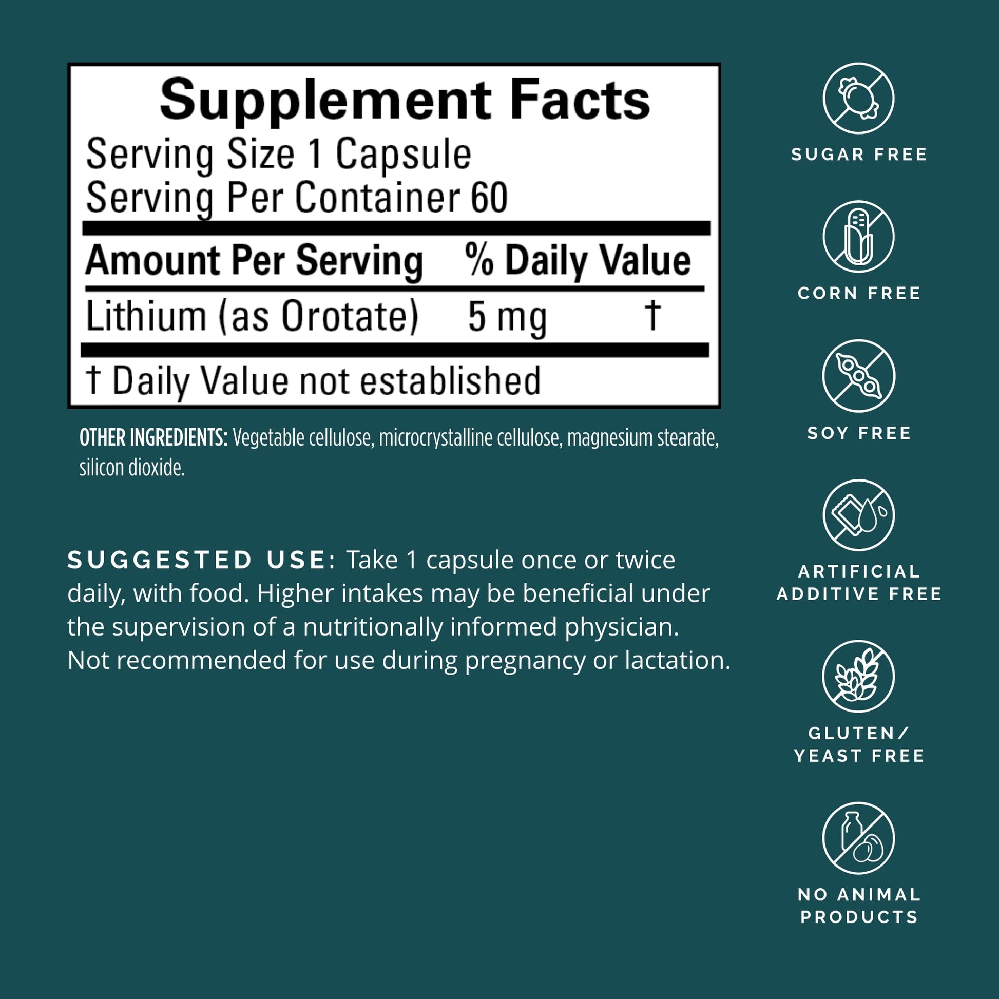 BRAINMD Dr Amen Lithium Orotate - 60 Capsules - Brain Support - Gluten Free - 60 Servings - PrimeBioHealth - canada supplements