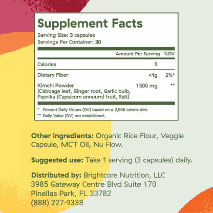 Brightcore Nutrition - Kimchi One, Kimchi Powder Capsules, Probiotics, Enzymes, & Antioxidant Supplement, Premium Gut Health Superfood - PrimeBioHealth - canada supplements