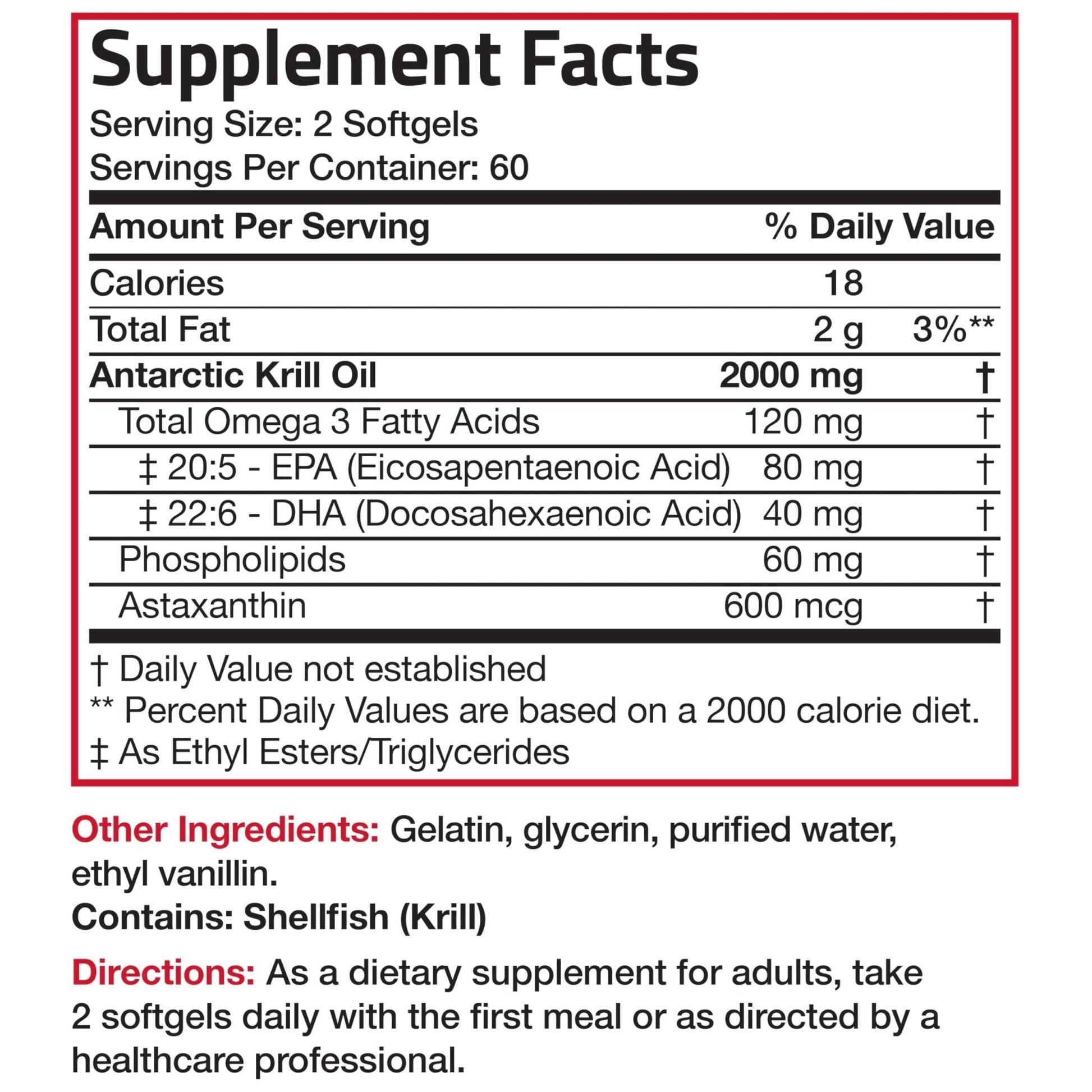 Bronson Antarctic Krill Oil 2000 mg with Omega-3s EPA, DHA, Astaxanthin and Phospholipids 120 Softgels (60 Servings) - PrimeBioHealth - canada supplements