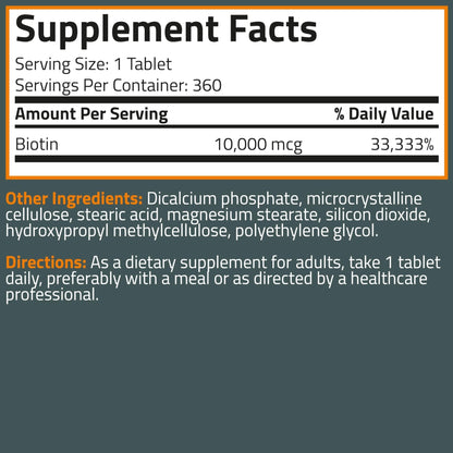 Bronson Biotin 10,000mcg, Supports Healthy Hair, Skin and Nails, Vegetarian, Non-GMO, 150 Tablets - PrimeBioHealth - canada supplements