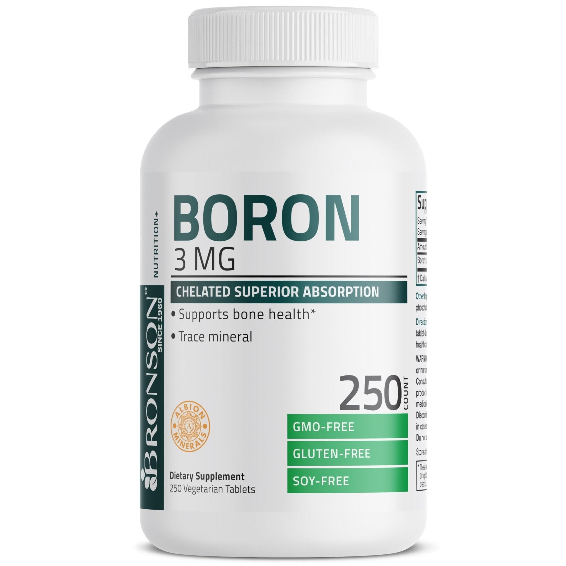 Bronson Boron 3 MG Chelated Superior Absorption Supports Bone Health Trace Mineral, Non-GMO, 250 Vegetarian Tablets - PrimeBioHealth - canada supplements