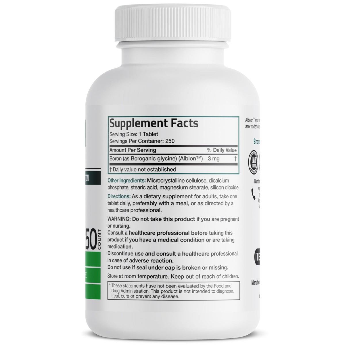 Bronson Boron 3 MG Chelated Superior Absorption Supports Bone Health Trace Mineral, Non-GMO, 250 Vegetarian Tablets - PrimeBioHealth - canada supplements