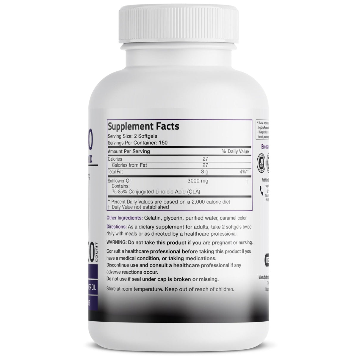 Bronson CLA 3000 Extra High Potency Supports Healthy Weight Management Lean Muscle Mass Non-Stimulating - PrimeBioHealth - canada supplements