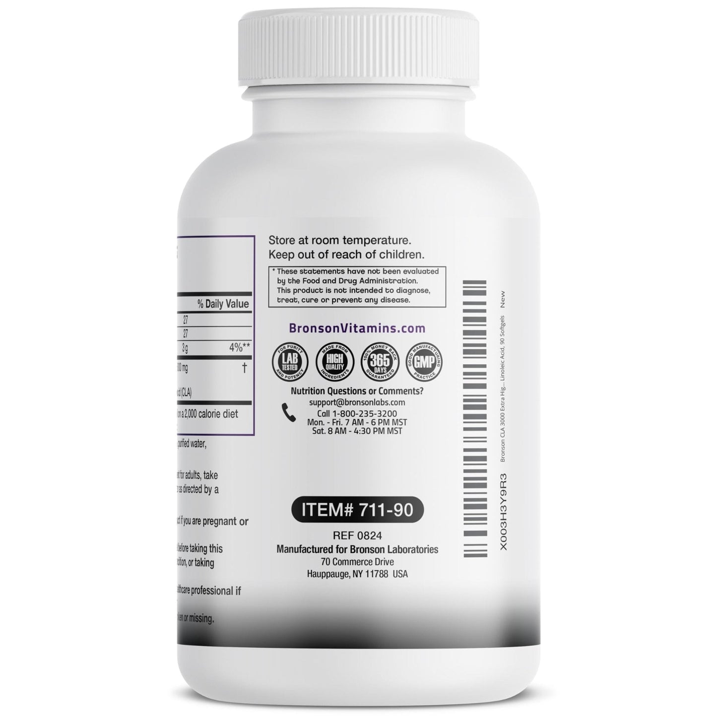 Bronson CLA 3000 Extra High Potency Supports Healthy Weight Management Lean Muscle Mass Non-Stimulating Conjugated Linoleic Acid 120 Softgels - PrimeBioHealth - canada supplements