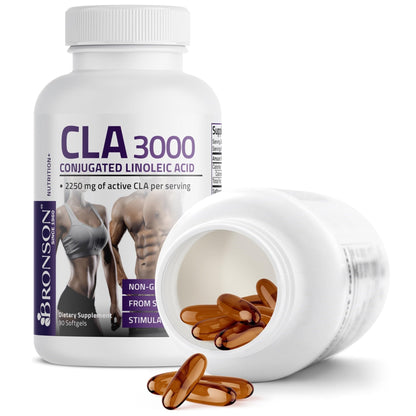Bronson CLA 3000 Extra High Potency Supports Healthy Weight Management Lean Muscle Mass Non-Stimulating Conjugated Linoleic Acid 120 Softgels - PrimeBioHealth - canada supplements