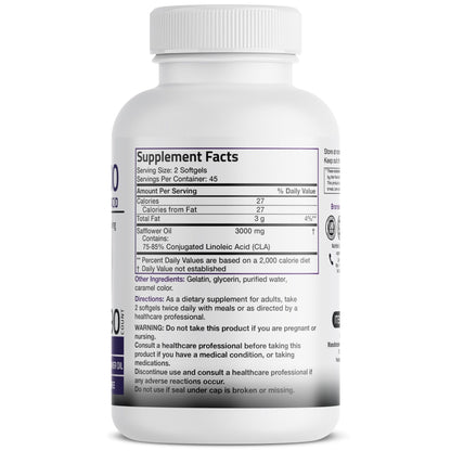 Bronson CLA 3000 Extra High Potency Supports Healthy Weight Management Lean Muscle Mass Non-Stimulating Conjugated Linoleic Acid 120 Softgels - PrimeBioHealth - canada supplements