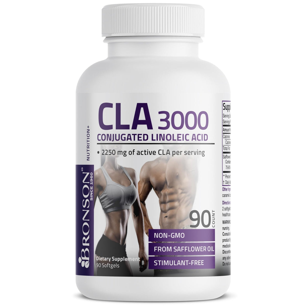Bronson CLA 3000 Extra High Potency Supports Healthy Weight Management Lean Muscle Mass Non-Stimulating Conjugated Linoleic Acid 120 Softgels - PrimeBioHealth - canada supplements