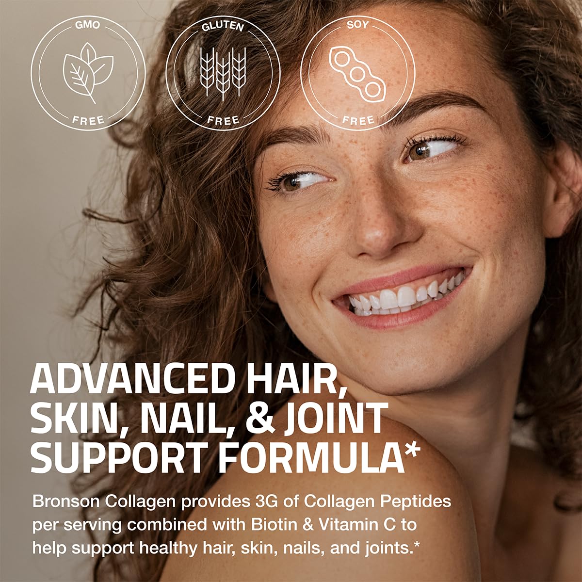 Bronson Collagen Peptides 3000mg (per Serving) with Biotin & Vitamin C - for Hair, Skin & Nails Support, Non-GMO, 90 Tablets - PrimeBioHealth - canada supplements
