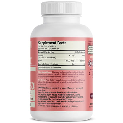 Bronson Collagen Peptides 3000mg (per Serving) with Biotin & Vitamin C - for Hair, Skin & Nails Support, Non-GMO, 90 Tablets - PrimeBioHealth - canada supplements