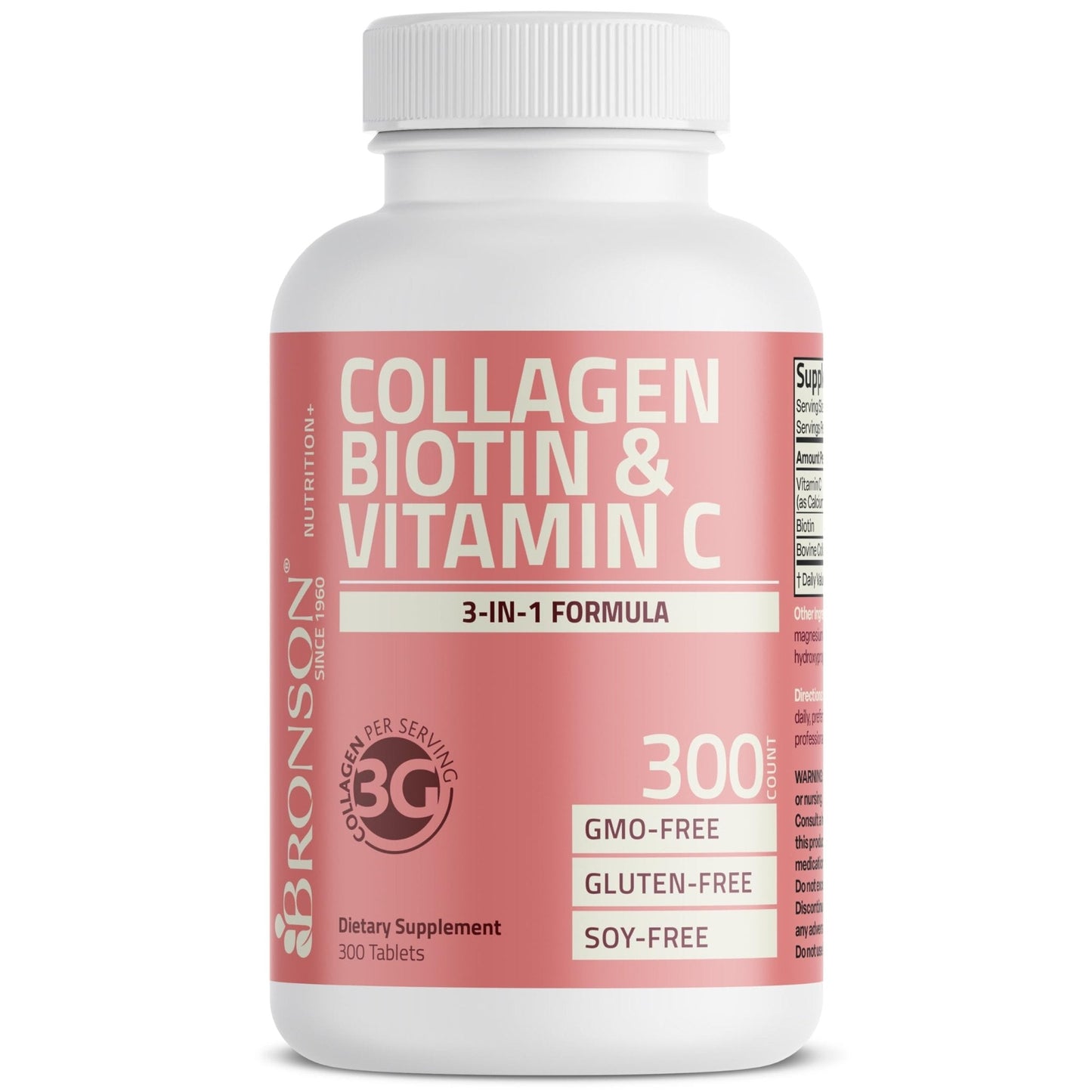 Bronson Collagen Peptides 3000mg (per Serving) with Biotin & Vitamin C - for Hair, Skin & Nails Support, Non-GMO, 90 Tablets - PrimeBioHealth - canada supplements