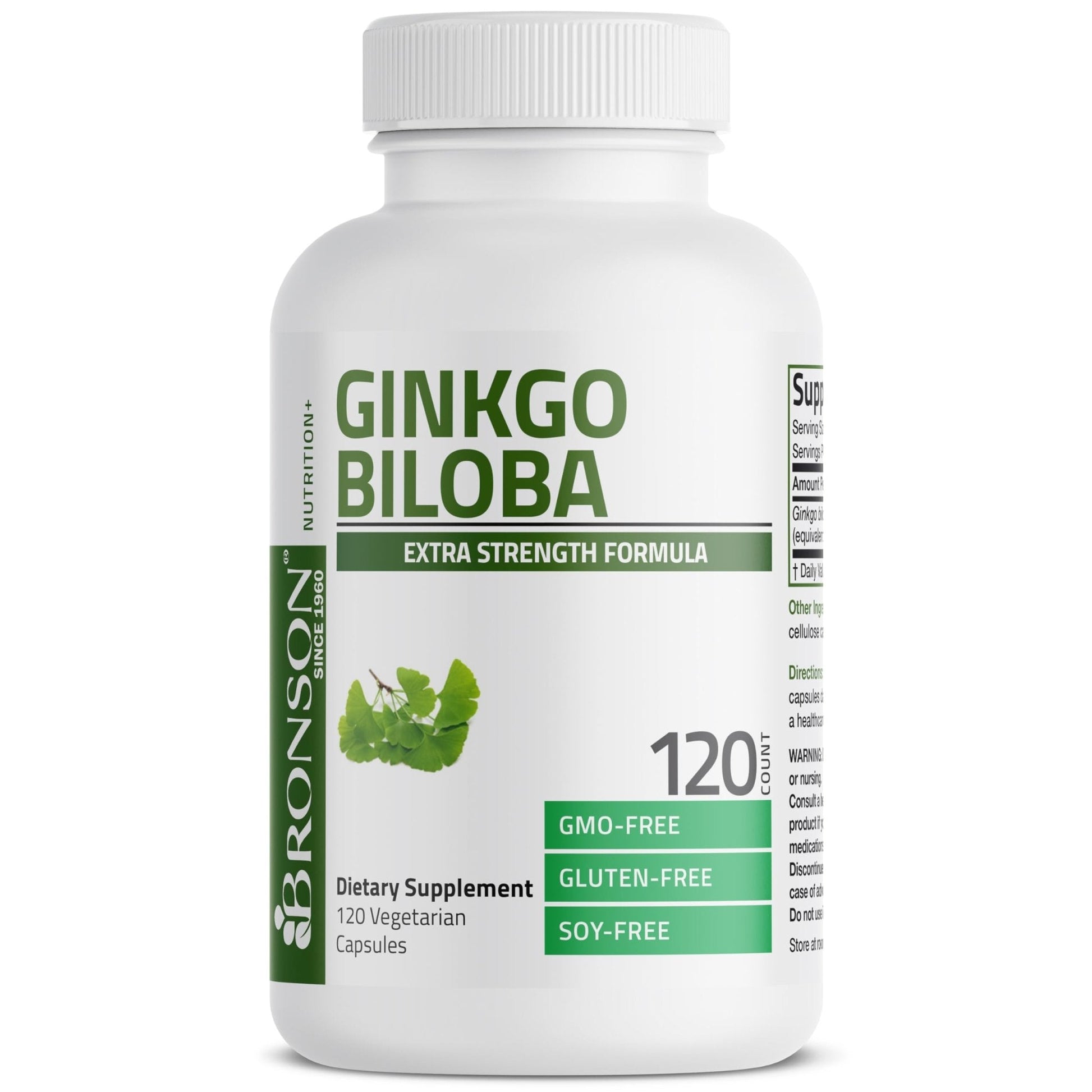 Bronson Ginkgo Biloba Extra Strength Supports Brain Function & Memory Support, 120 Vegetarian Capsules - PrimeBioHealth - canada supplements