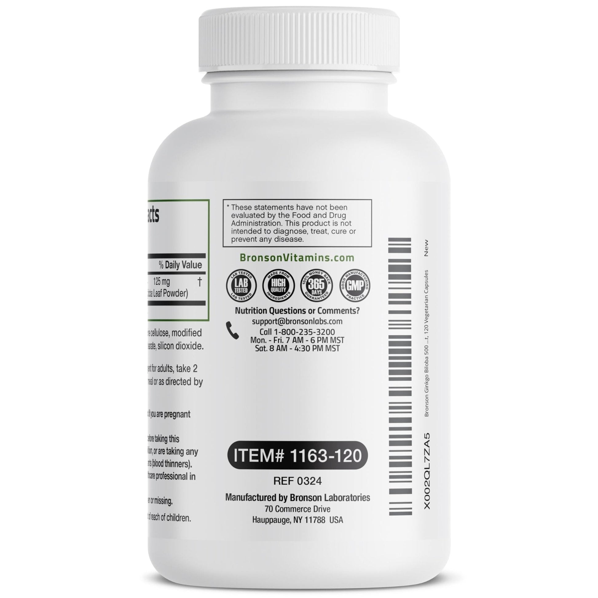 Bronson Ginkgo Biloba Extra Strength Supports Brain Function & Memory Support, 120 Vegetarian Capsules - PrimeBioHealth - canada supplements