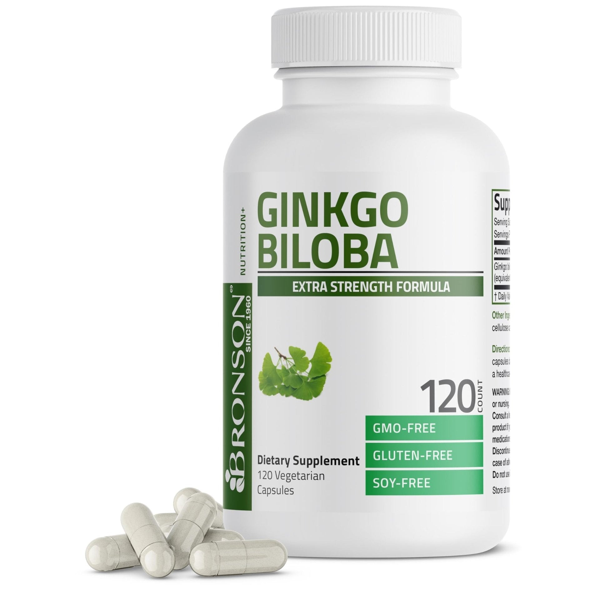 Bronson Ginkgo Biloba Extra Strength Supports Brain Function & Memory Support, 120 Vegetarian Capsules - PrimeBioHealth - canada supplements