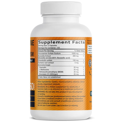 Bronson Glucosamine Chondroitin Turmeric & MSM Advanced Joint & Cartilage Formula, Supports Healthy Joints, Mobility & Cartilage - Non-GMO, 60 Capsules - PrimeBioHealth - canada supplements