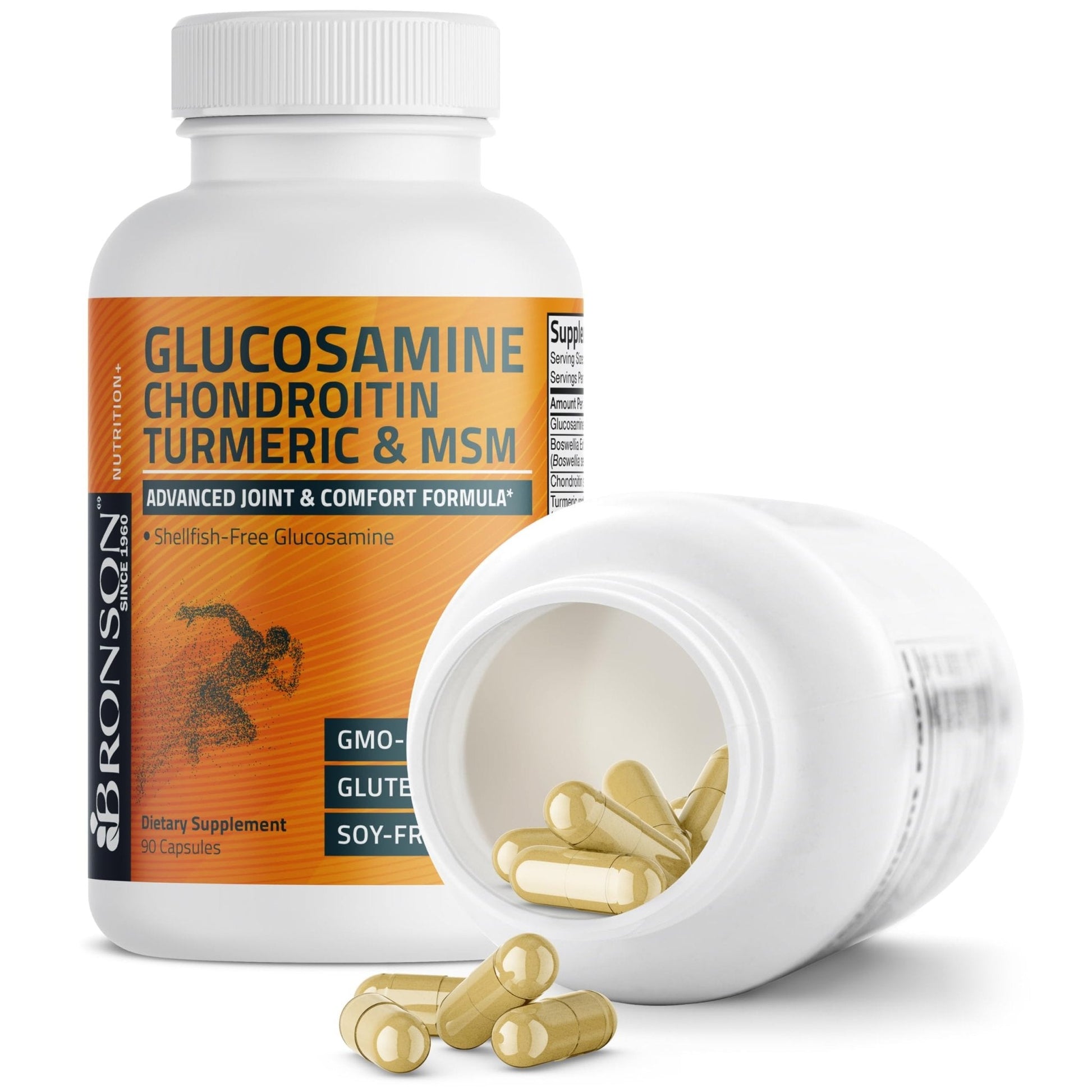 Bronson Glucosamine Chondroitin Turmeric & MSM Advanced Joint & Cartilage Formula, Supports Healthy Joints, Mobility & Cartilage - Non-GMO, 60 Capsules - PrimeBioHealth - canada supplements