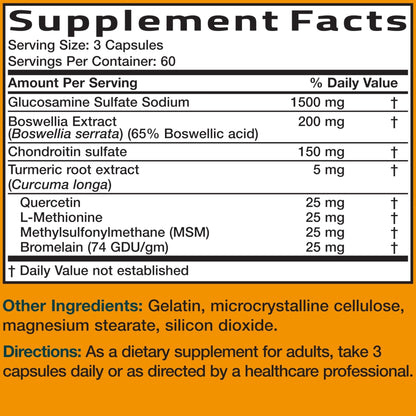 Bronson Glucosamine Chondroitin Turmeric & MSM Advanced Joint & Cartilage Formula, Supports Healthy Joints, Mobility & Cartilage - Non-GMO, 60 Capsules - PrimeBioHealth - canada supplements
